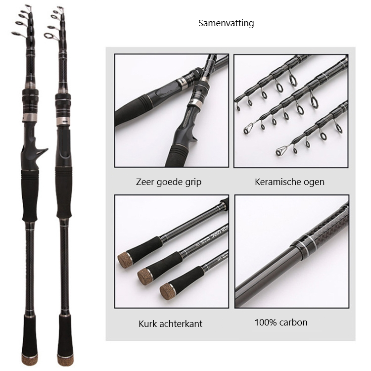 Carbon Telescopische Luxe Vishengel – 300 cm | Super Licht & Zeer Sterk