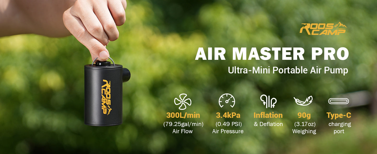RoosCamp AirMaster Pro – krachtige elektrische luchtpomp voor camping en outdoor