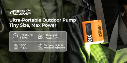 RoosCamp Air Master SL – compacte elektrische luchtpomp met campinglamp en muggenwerende functie