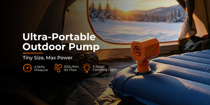 RoosCamp Air Master Cube – compacte elektrische luchtpomp met campinglamp