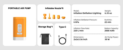 RoosCamp Air Master Nano 2 – compacte 4-in-1 elektrische luchtpomp voor camping en outdoor