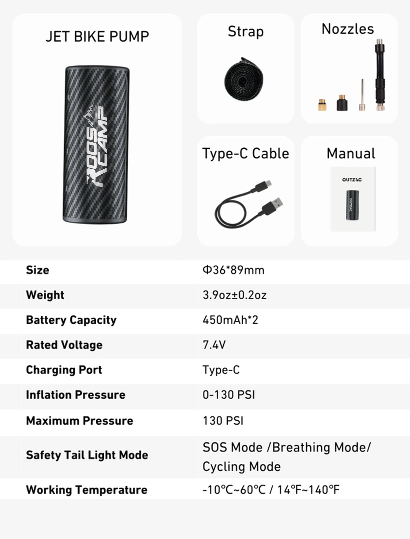 Rooscamp Tiny Jet Bike Pump AirMaster R13 – Compacte en Krachtige Fietspomp voor Onderweg
