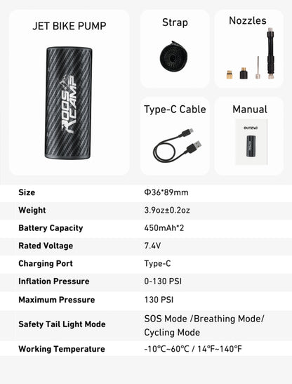 Rooscamp Tiny Jet Bike Pump AirMaster R13 – Compacte en Krachtige Fietspomp voor Onderweg