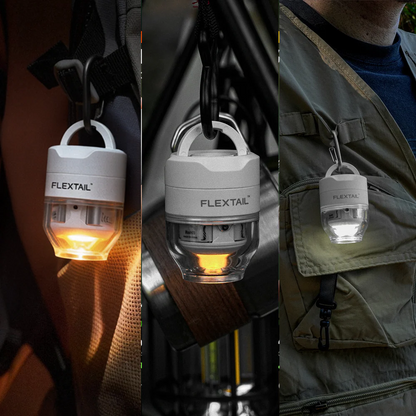 FLEXTAIL TINY PUMP 3X - Hoge snelheid 2-in-1 oplaadbare luchtpomp en zaklamp lichtgewicht kleur WIT.