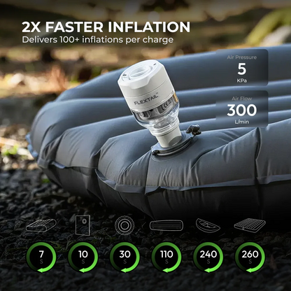 FLEXTAIL TINY PUMP 3X - Hoge snelheid 2-in-1 oplaadbare luchtpomp en zaklamp lichtgewicht kleur WIT.