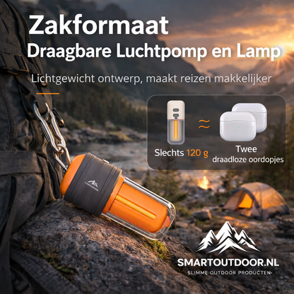 SmartOutdoor Zero X4 Mini Luchtpomp Wit – Oplaadbaar & Draagbaar – Met LED Lamp – Elektrische Luchtbed & Vacuüm Pomp – Inclusief 5 Opzetstukken – Voor Camping & Zwemband