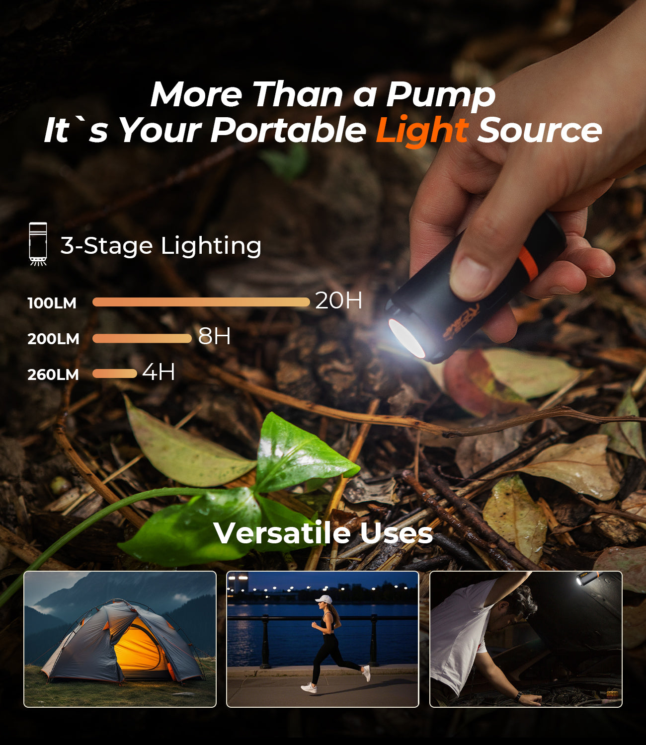 RoosCamp Aero Pump-3-in-1 Mini Air Pomp extra sterk.