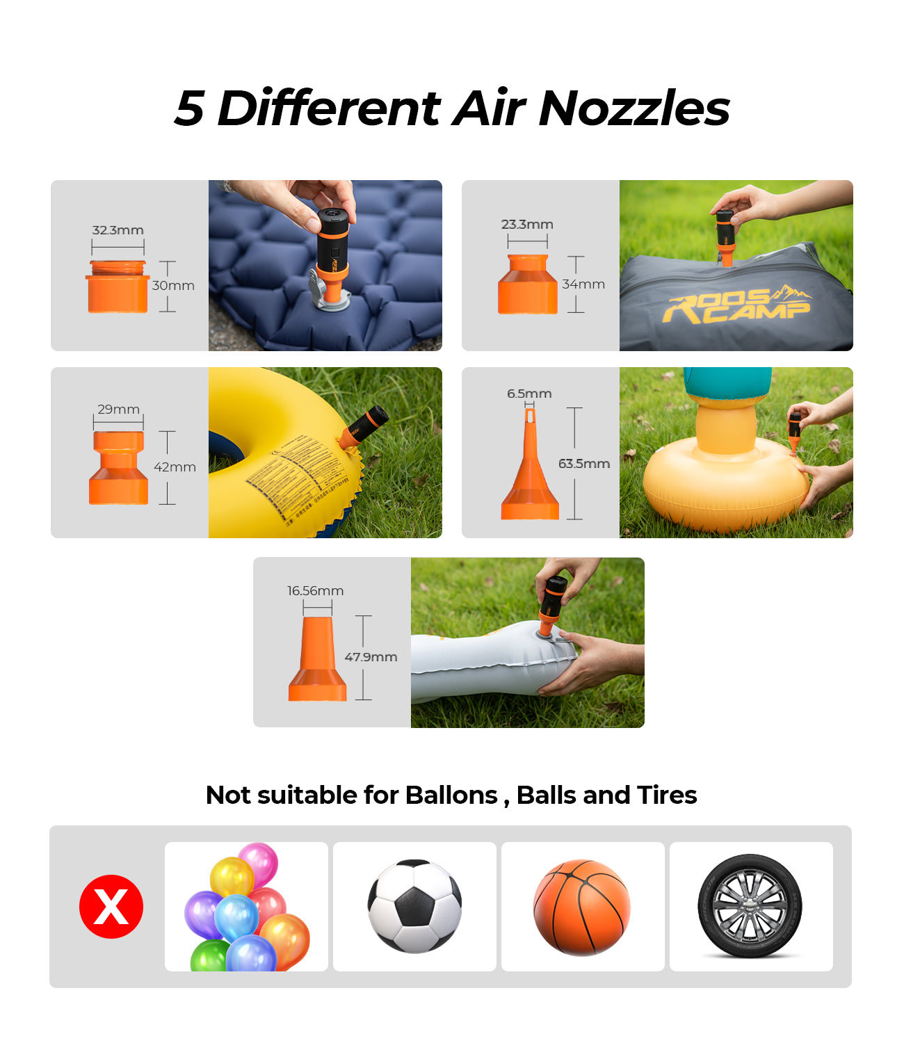 RoosCamp Aero Pump-3-in-1 Mini Air Pomp extra sterk.