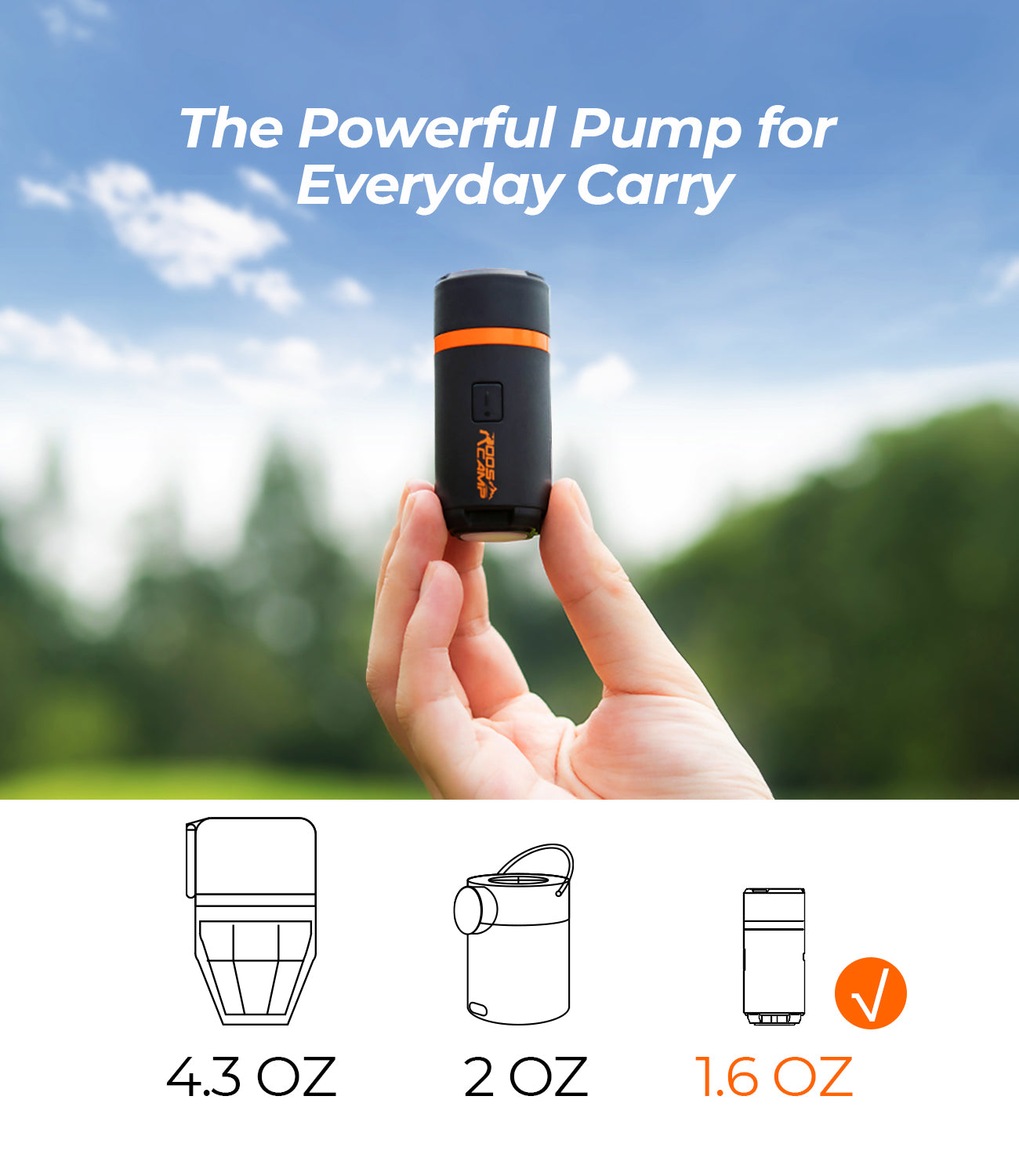RoosCamp Aero Pump-3-in-1 Mini Air Pomp extra sterk.