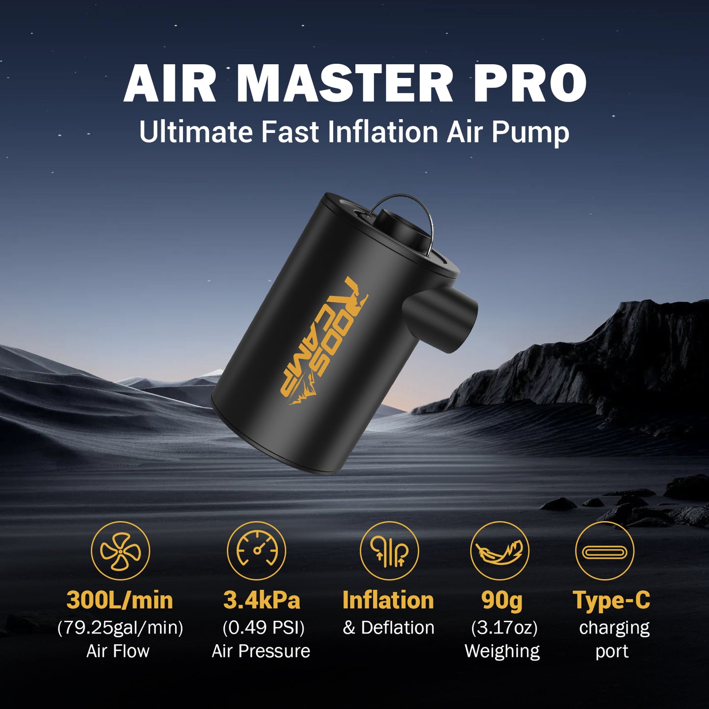 RoosCamp AirMaster Pro – krachtige elektrische luchtpomp voor camping en outdoor