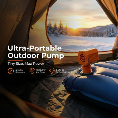 RoosCamp Air Master Cube – compacte elektrische luchtpomp met campinglamp