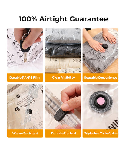 Rooscamp Vacuüm Opbergzakken Small S 60x40cm – Herbruikbare Ruimtebesparende Opbergzakken voor Kleding, Dekens en Textiel