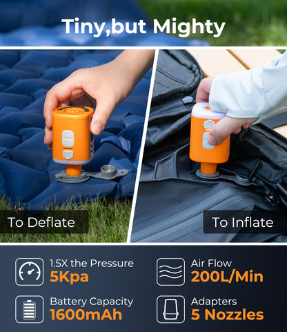 RoosCamp Air Master SL – compacte elektrische luchtpomp met campinglamp en muggenwerende functie