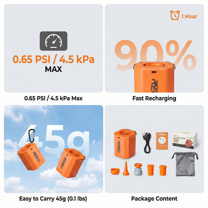 RoosCamp Air Master Cube – compacte elektrische luchtpomp met campinglamp