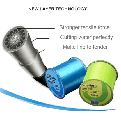 Daiwa Justron Nylon Vislijn - 500m Rood - 0.45mm - Extra Sterk (16.4kg) - Voor Zoet- en Zoutwater