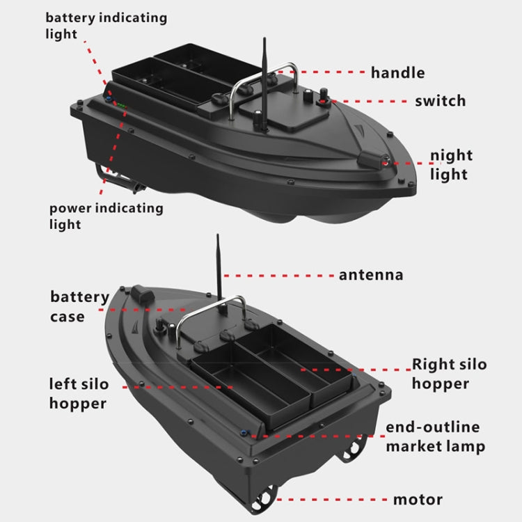 Voerboot met Dubbele Voerbak &amp; Fluistermotor – 3 kg Draagvermogen | Inclusief Accu & Batterijen