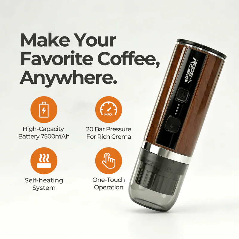 Rooscamp Barista-kwaliteit koffie, waar je ook bent – met de  Draagbare Elektrische Espressomachine
