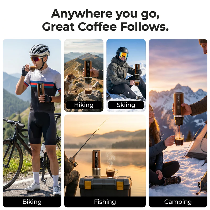 Rooscamp Barista-kwaliteit koffie, waar je ook bent – met de  Draagbare Elektrische Espressomachine