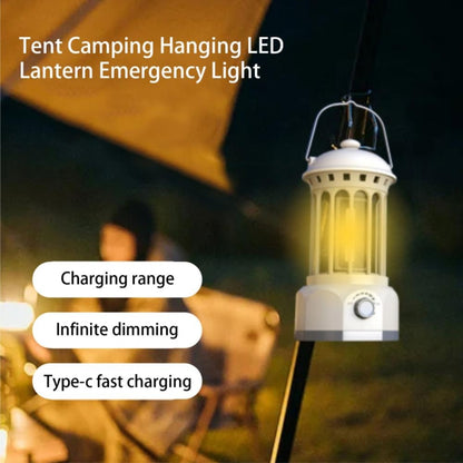 Oplaadbare Campinglamp met Hanger &amp; Voet – Dimbaar & Lichtgewicht (Gebroken Wit)