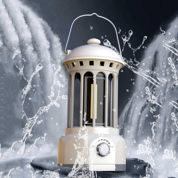 Oplaadbare Campinglamp met Hanger &amp; Voet – Dimbaar & Lichtgewicht (Gebroken Wit)