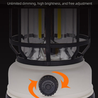 Retro Oplaadbare Campinglamp met Solar – Dimbaar & Lichtgewicht (Zwart/Wit)