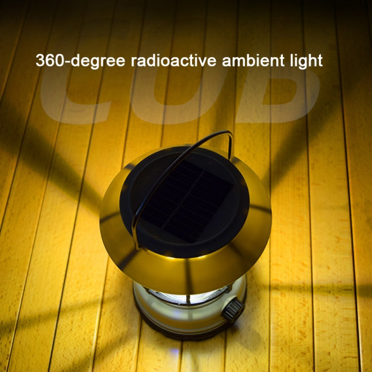 Retro Oplaadbare Campinglamp met Solar – Dimbaar & Lichtgewicht (Zwart/Wit)