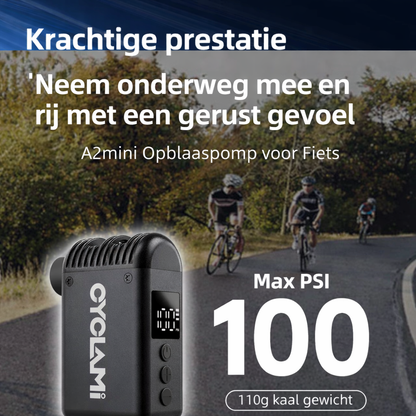 CYCLAMI A2 Mini Elektrische Fietspomp – Compact, Krachtig & Altijd Klaar (100 PSI) Digitaal Display