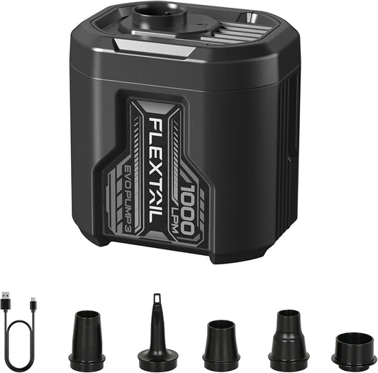 EVO PUMP 3 – Krachtige 1000L/Min Draagbare & Oplaadbare Luchtpomp Zwart