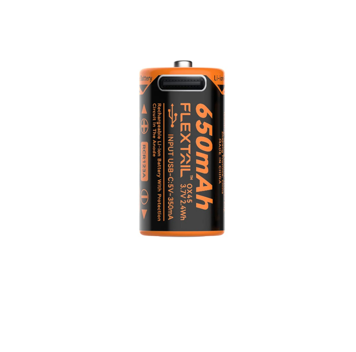 Flextail Zero Batterij 650MAh - Hoogwaardige oplaadbare RCR123A Li-ionbatterij compatibel met ZERO PUMP mini