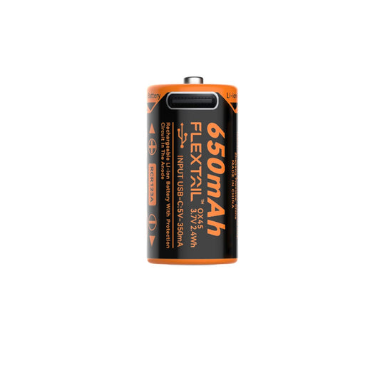 Flextail Zero Batterij 650MAh - Hoogwaardige oplaadbare RCR123A Li-ionbatterij compatibel met ZERO PUMP mini