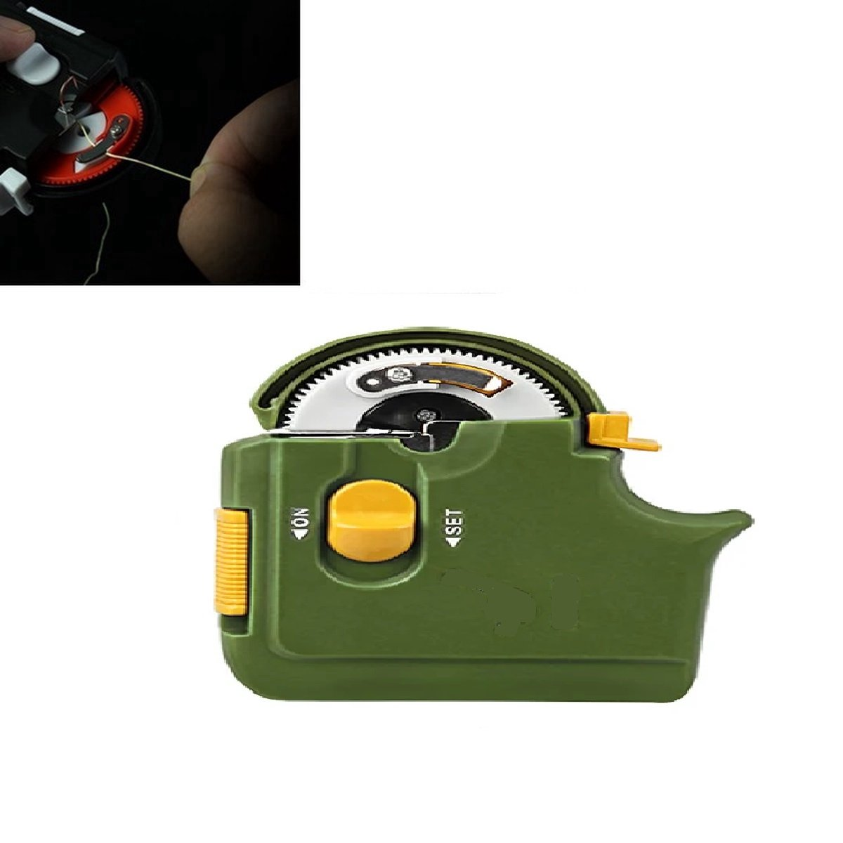 Elektrische Vishaak Knopen – Haakaanzetter | Handig & Snel Knopen klein (Groen)