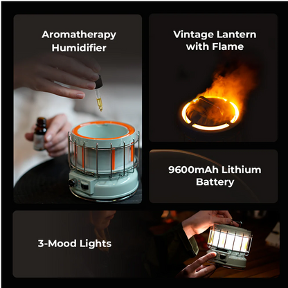 Flextail MAX LANTERN  Lamp en Luchtbevochtiger in 1 met vitage vlam