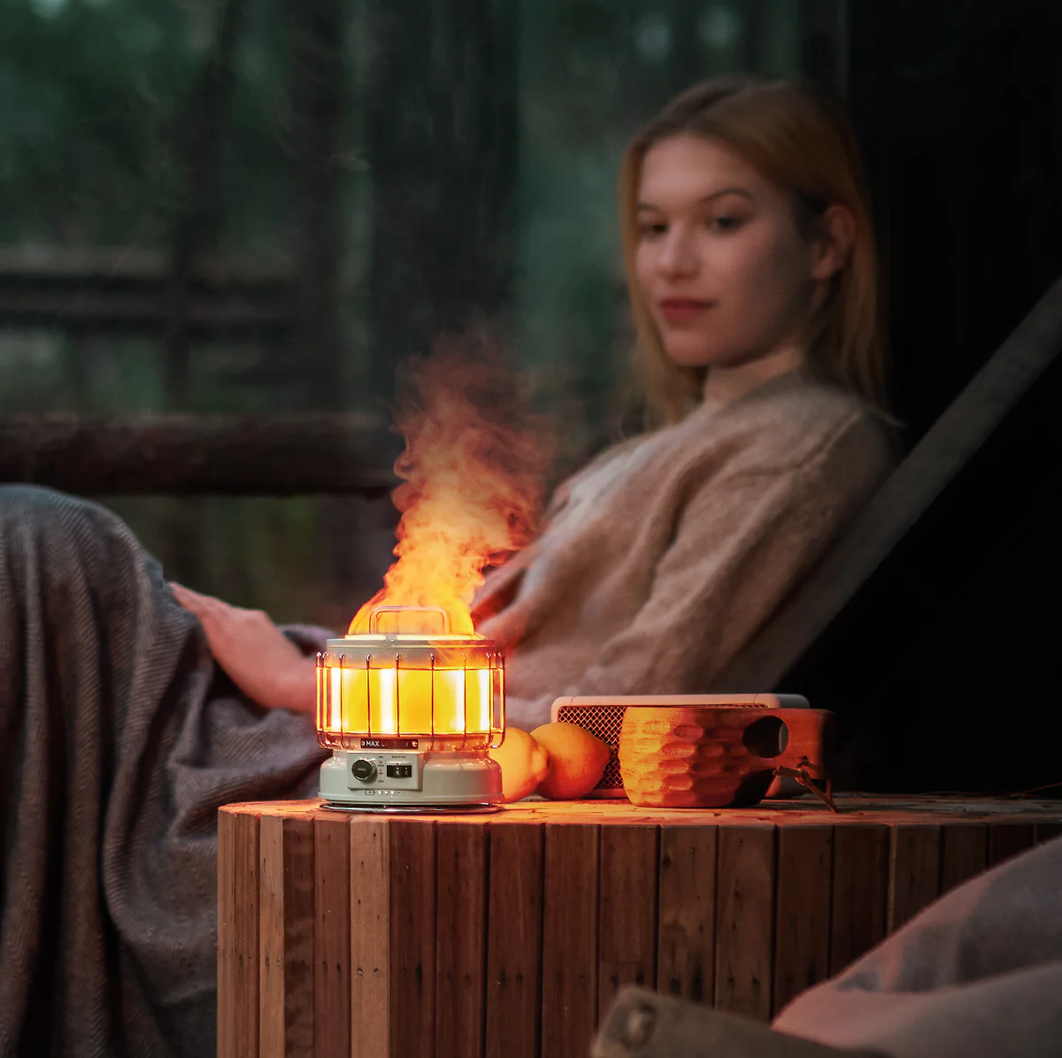 Flextail MAX LANTERN  Lamp en Luchtbevochtiger in 1 met vitage vlam