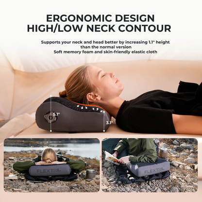 Flextail Zero Pillow Bruin – Ergonomisch Luchtkussen voor Onderweg