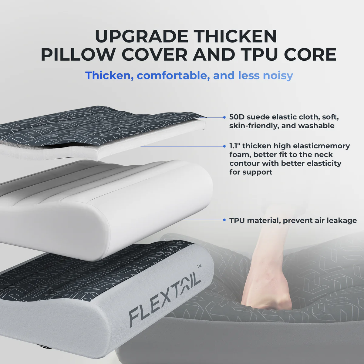 Flextail Zero Pillow Bruin – Ergonomisch Luchtkussen voor Onderweg