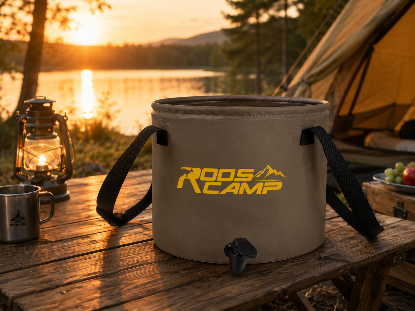 Rooscamp Opvouwbare Wateremmer 20L – Camping Emmer met Kraan – Opvouwbare Watertank – Draagbare Waterzak voor Camping, Outdoor en Reizen