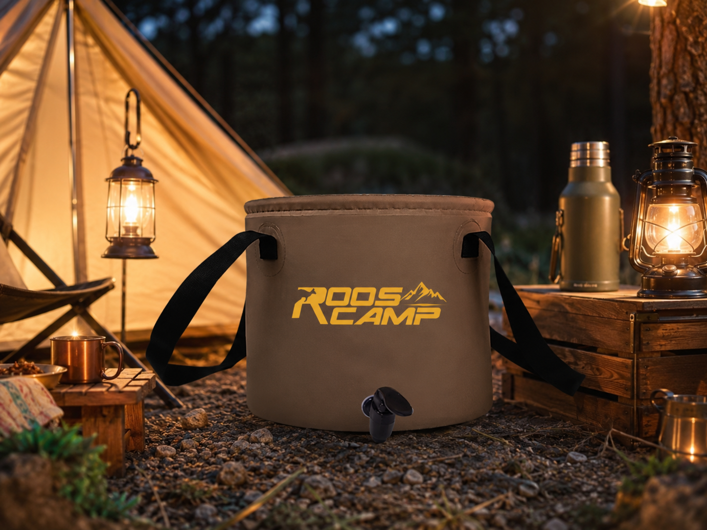 Rooscamp Opvouwbare Wateremmer 20L – Camping Emmer met Kraan – Opvouwbare Watertank – Draagbare Waterzak voor Camping, Outdoor en Reizen