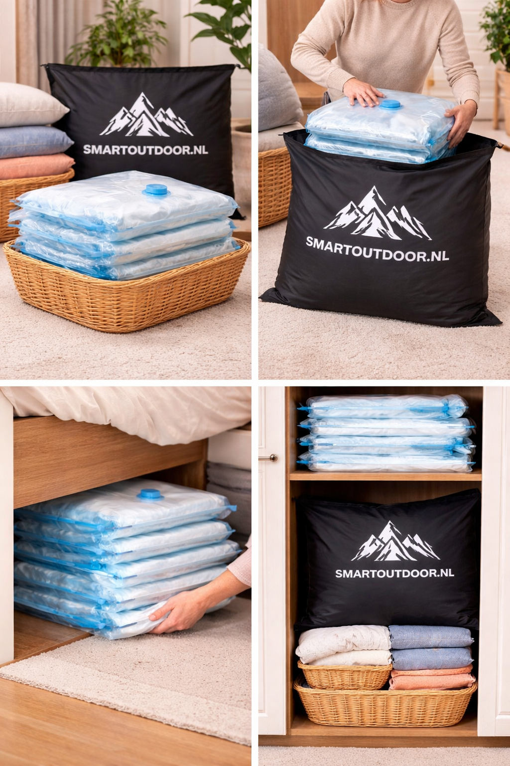 Vacuüm Opbergzakken 70x100 cm (4 Stuks) – Voor Kleding, Dekbedden & Reizen – Smartoutdoor