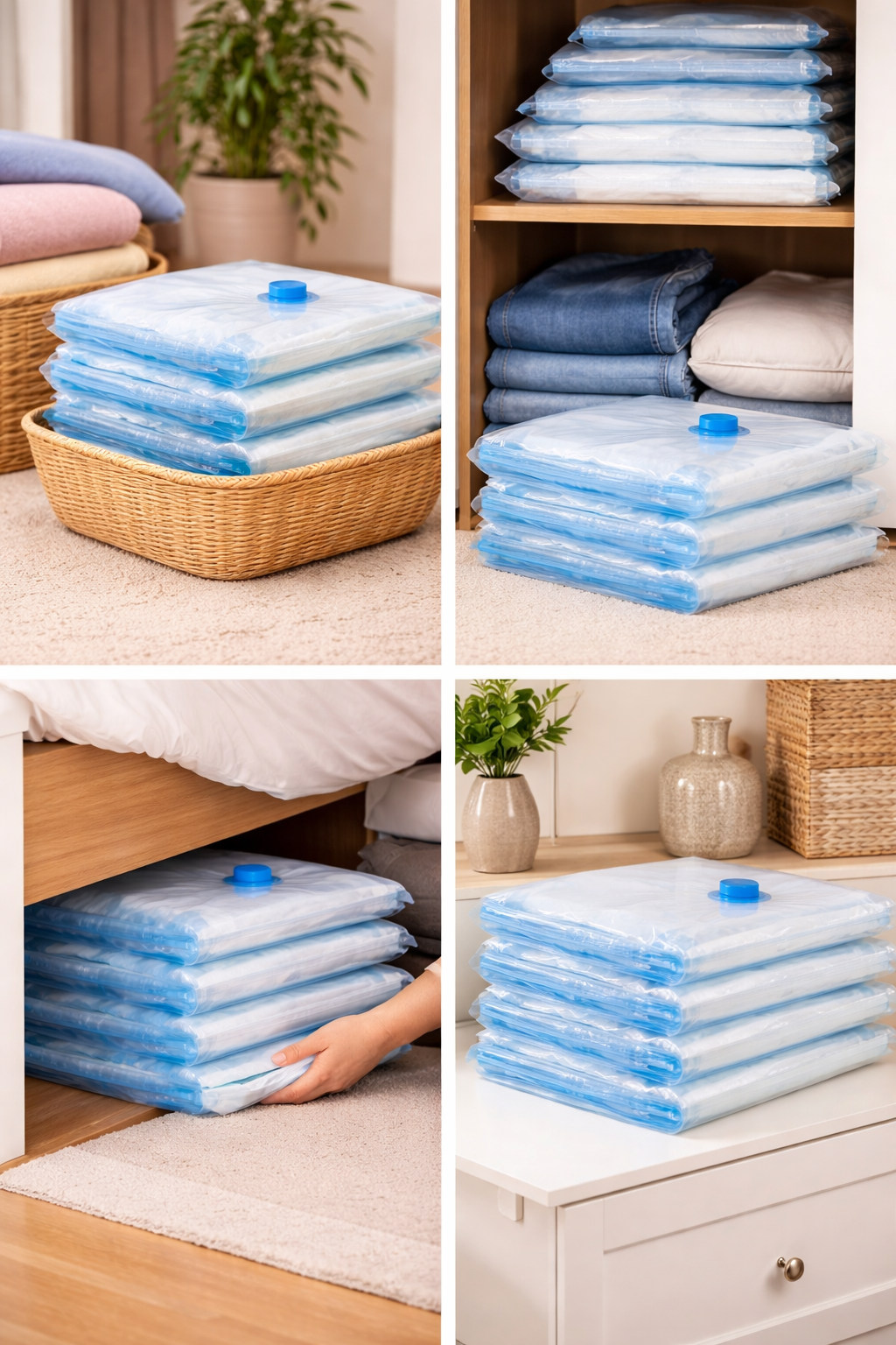 Vacuüm Opbergzakken 70x100 cm (4 Stuks) – Voor Kleding, Dekbedden & Reizen – Smartoutdoor